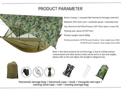 Double Camping Hammock Mosquito Net Rain Fly Tarp