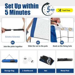 Adjustable Badminton Net Stand Portable Carry Bag