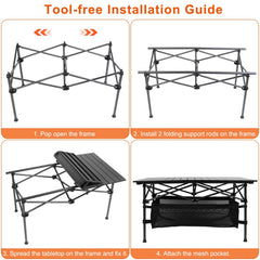 Portable Folding Aluminum Camping Table Carry Bag Outdoor