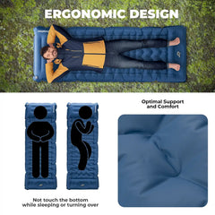 Ultra-Light Inflatable Sleeping Pad Built-In Pillow Camping