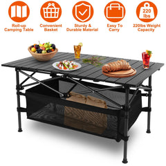 Portable Folding Aluminum Camping Table Carry Bag Outdoor