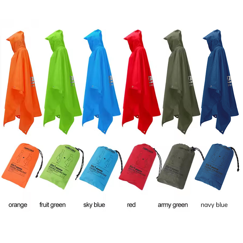 3-in-1 Waterproof Rain Poncho Outdoor Travel Gear