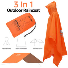 3-in-1 Waterproof Rain Poncho Outdoor Travel Gear