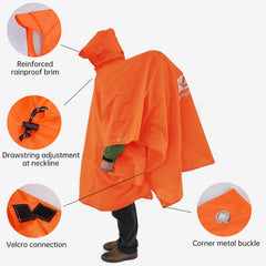 3-in-1 Waterproof Rain Poncho Outdoor Travel Gear