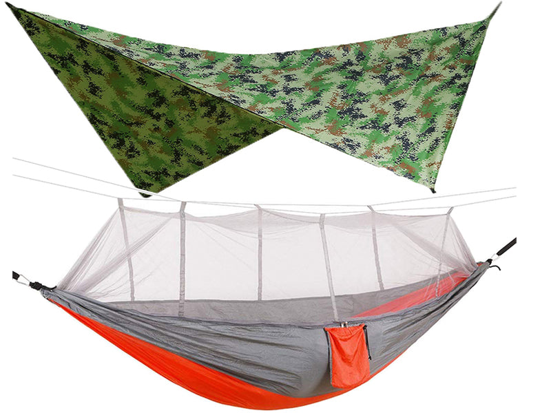 Double Camping Hammock Mosquito Net Rain Fly Tarp