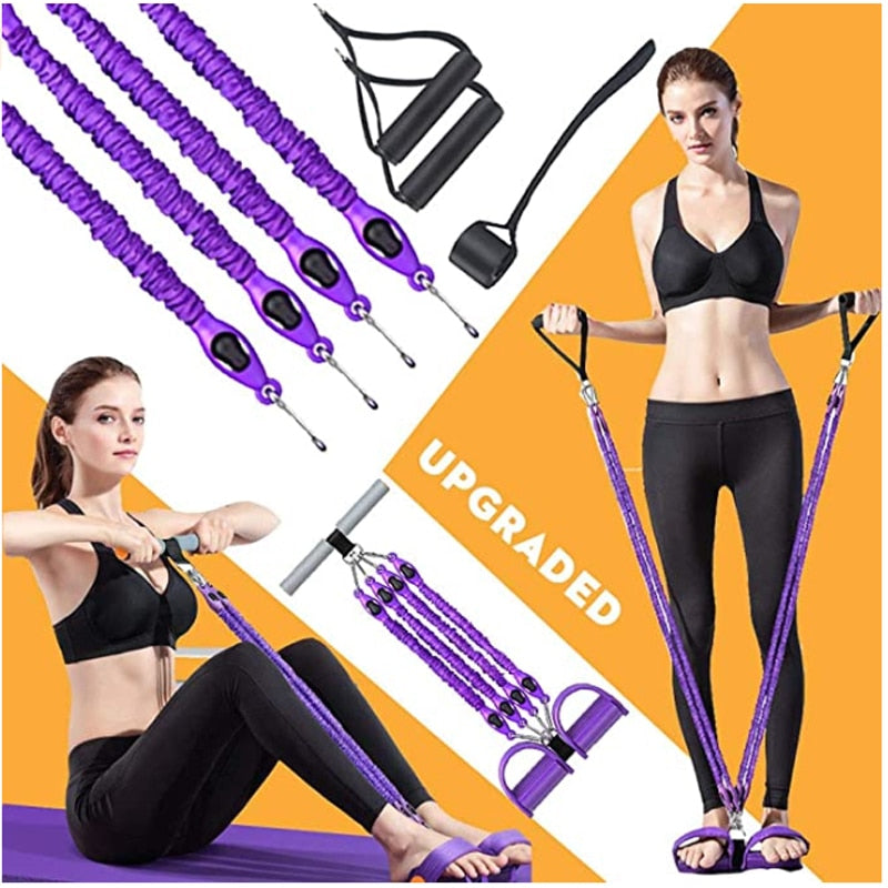 Multifunction Fitness Pedal Exerciser Resistance Rope Trainer