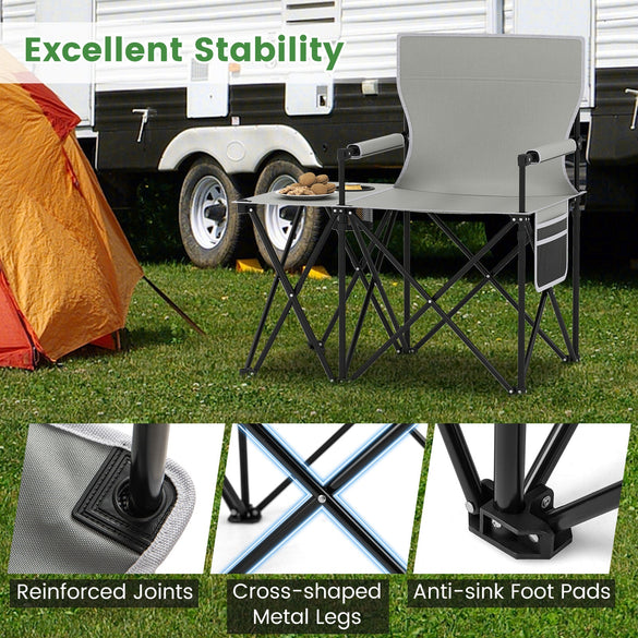 Oversized Camping Chair Side Table Storage Pockets