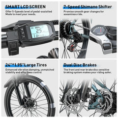 Adults Electric Mountain Bike 500W Motor 21-Speed