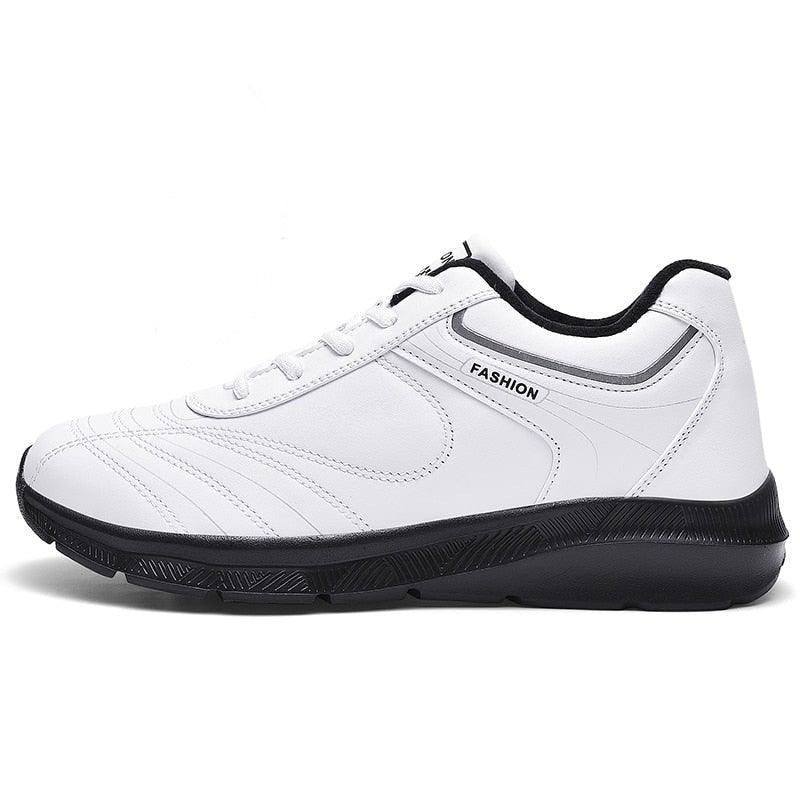 Men's White Leather Sneakers Warm Comfortable Sport Shoes