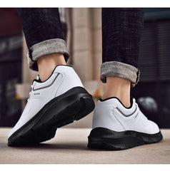 Men's White Leather Sneakers Warm Comfortable Sport Shoes