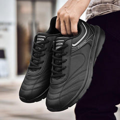 Men's White Leather Sneakers Warm Comfortable Sport Shoes