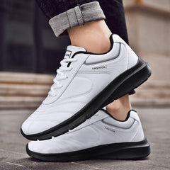 Men's White Leather Sneakers Warm Comfortable Sport Shoes