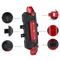 USB Rechargeable Bicycle LED Front Rear Safety Lights