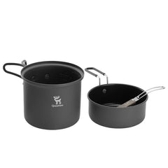 Ultra-Light Aluminum Camping Cookware Set Nestable Handle
