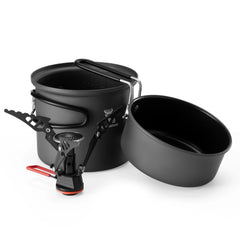 Ultra-Light Aluminum Camping Cookware Set Nestable Handle