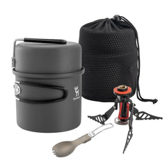 Ultra-Light Aluminum Camping Cookware Set Nestable Handle