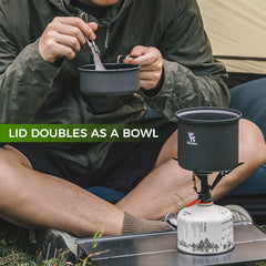Ultra-Light Aluminum Camping Cookware Set Nestable Handle