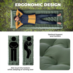 Ultra-Light Inflatable Sleeping Pad Built-In Pillow Camping