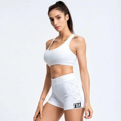 White Mesh Yoga Suit Activewear Workout Set